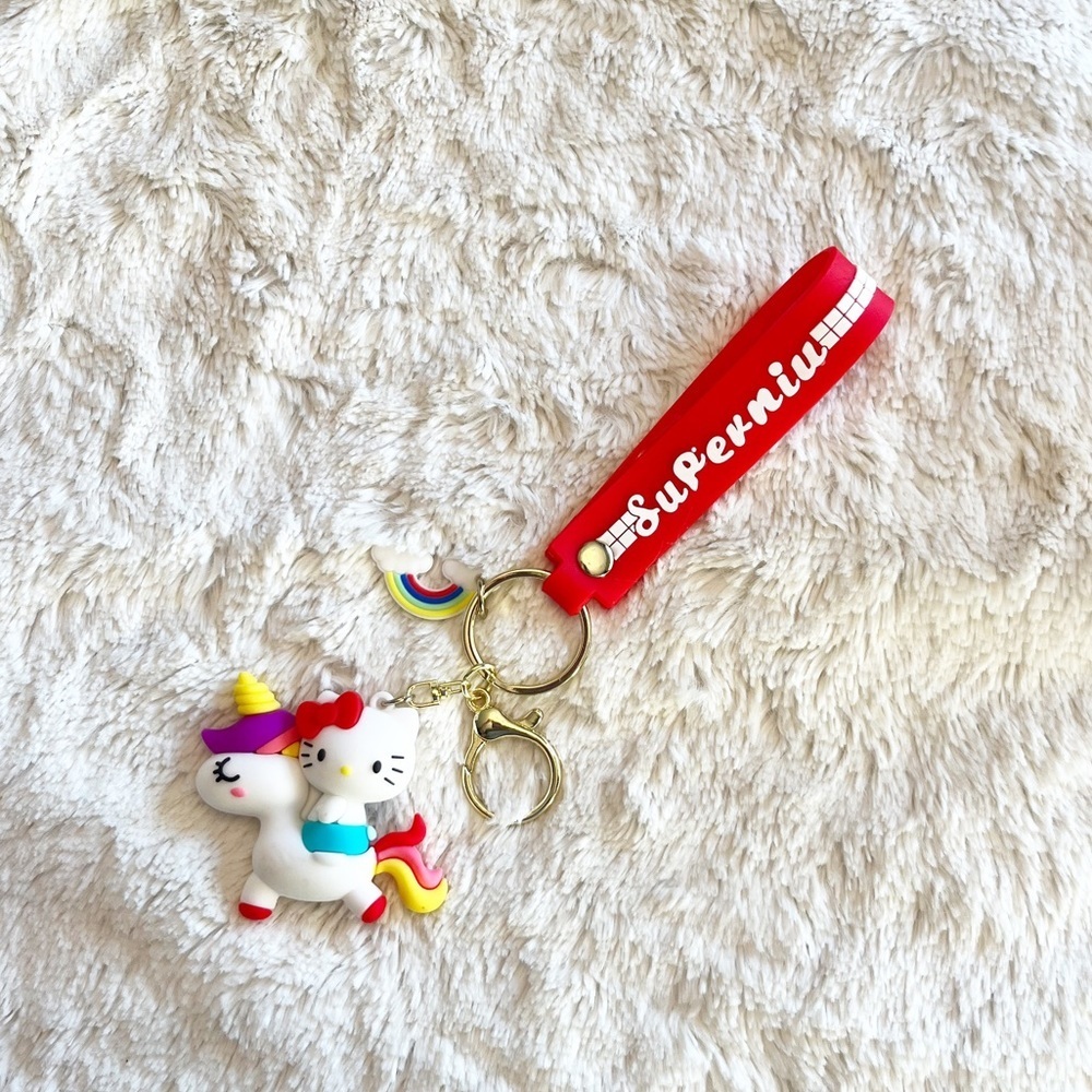 Sanrio Hello Kitty on a Unicorn Keychain Wristlet Bag Charm
